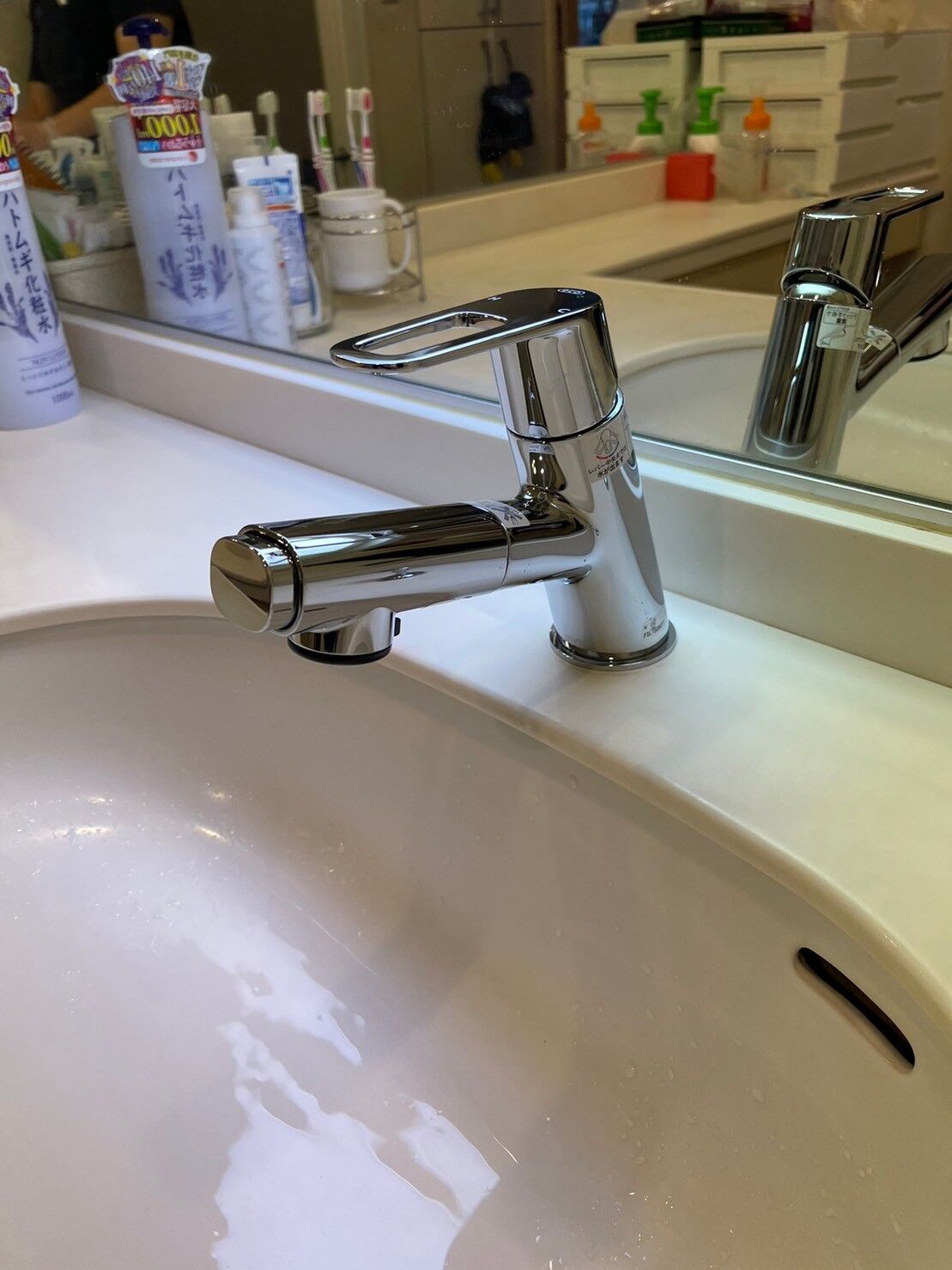 画像0：洗面水栓取付